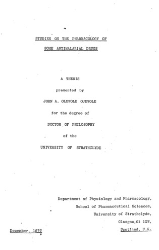 thesis on antimalarial drugs