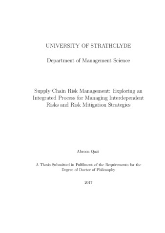 phd thesis on supply chain risk management